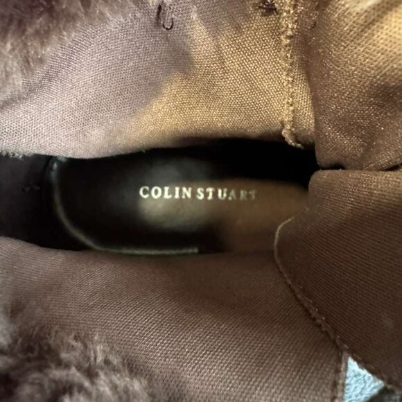 Colin Stuart Brown Genuine Leather Heel stiletto Boots Faux Fur Pointed Toe 7M - Picture 13 of 13